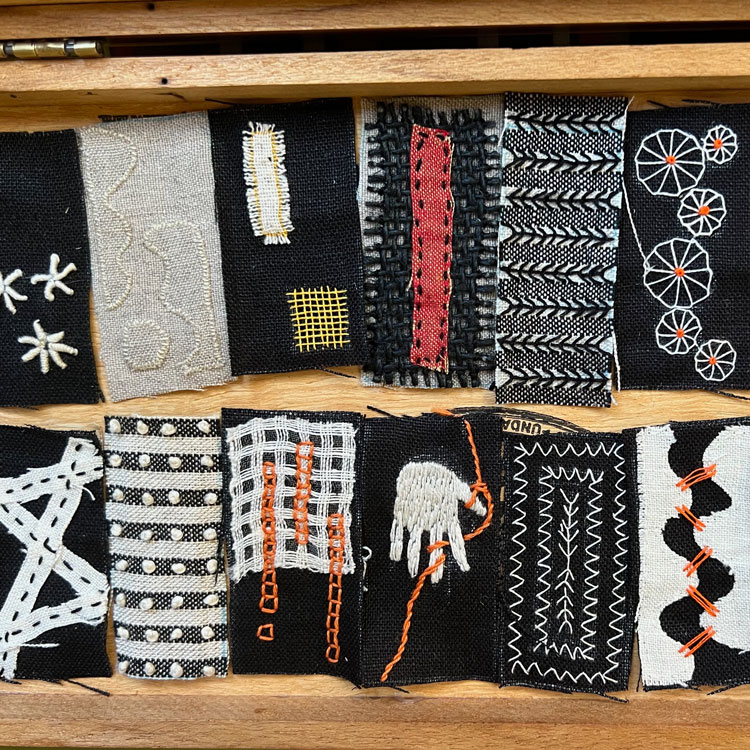 Detail of Starting to Read Embroidery