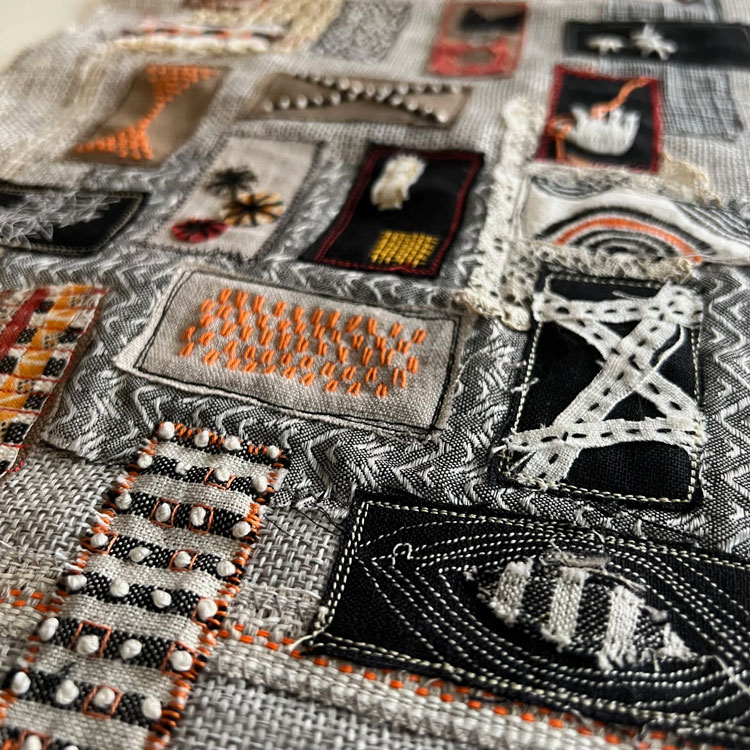 Detail of Starting to Read Embroidery